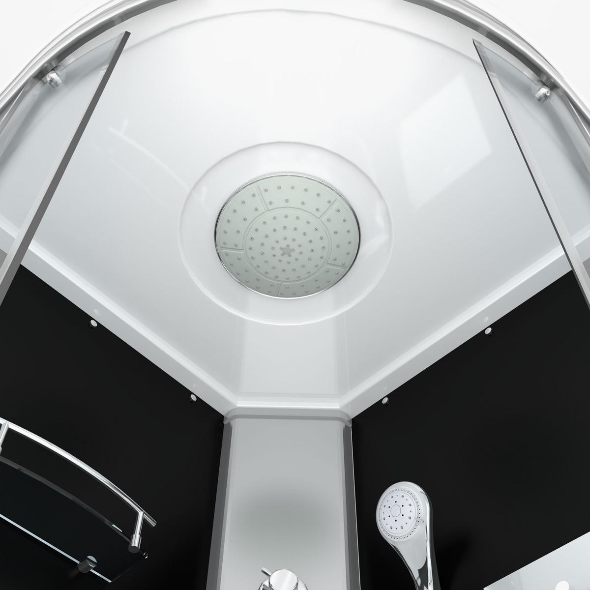 DUSCHE Fertigdusche D10-23T1 Schwarz 100x100 - Schwarz, Glas/Kunststoff (100/100/215cm) - AcquaVapore by Sandra Jentho