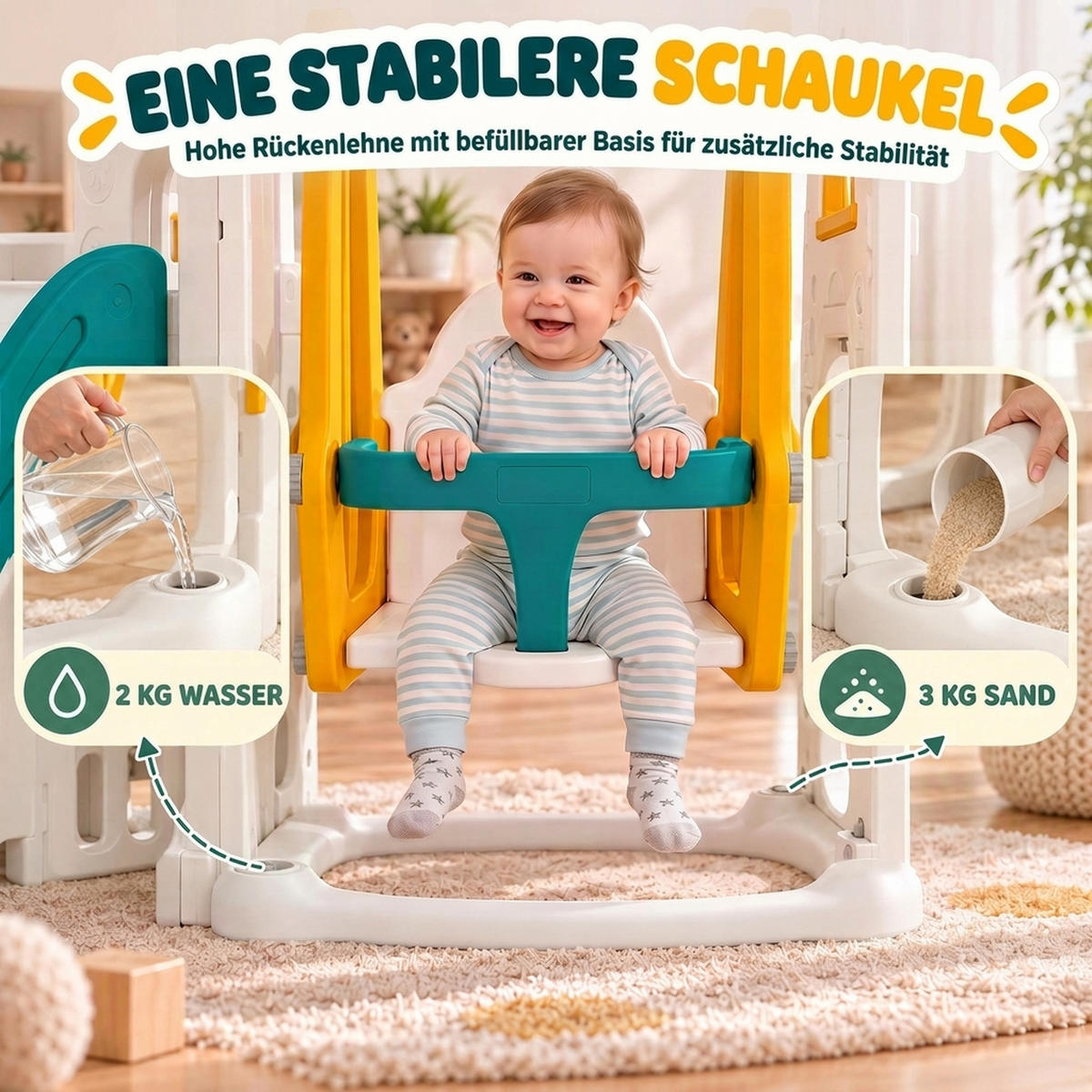 KINDERRUTSCHE HDPE Gelb - Gelb, Kunststoff (176/111/260cm) - AIYAPLAY