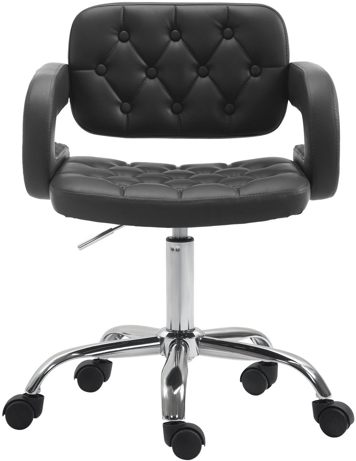DREHSTUHL Lederlook schwarz - Chromfarben/Schwarz, Textil/Metall (62/78/55cm) - CLP
