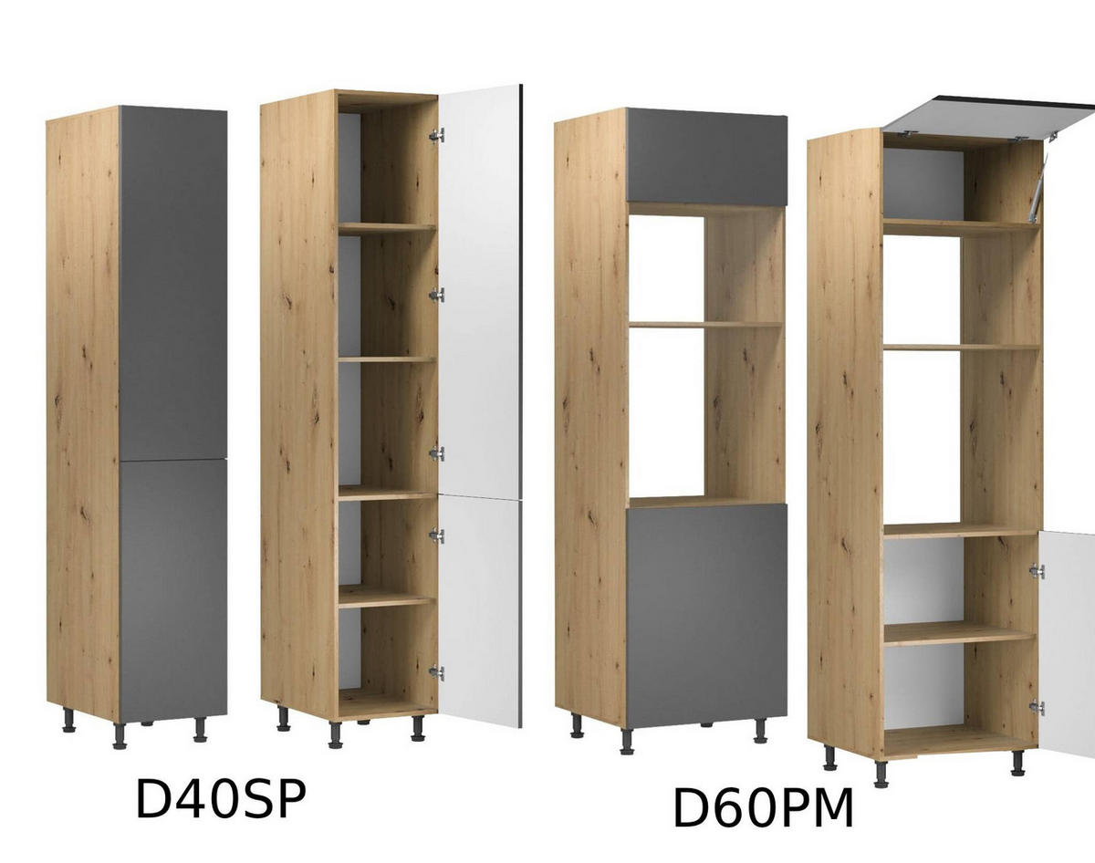 KÜCHENZEILE 400 cm - Langen K18-M400 - in Artisan Eiche/Grau - Grau, Holz (400/248/58cm)