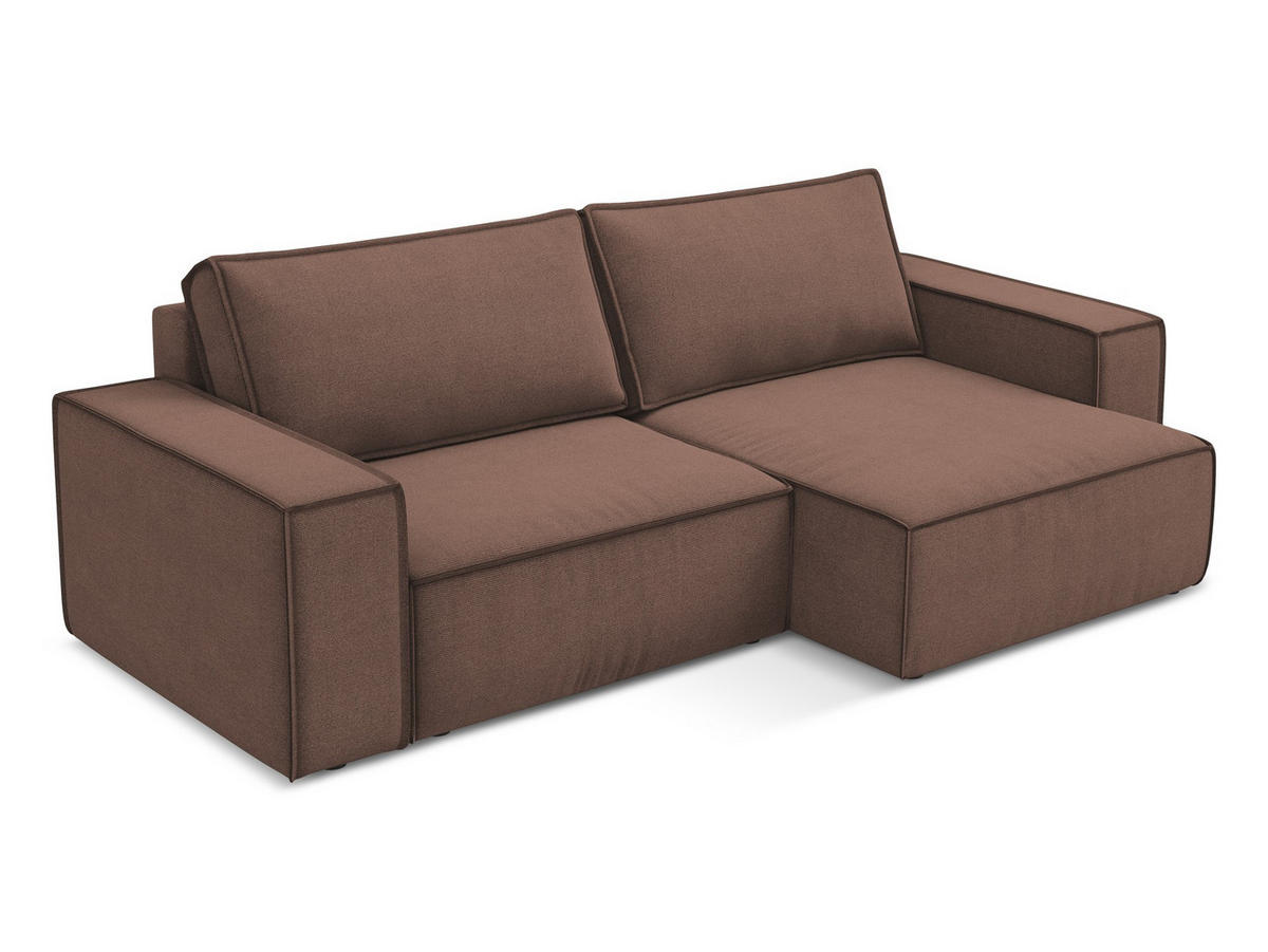 ECKSOFA mit Schlaffunktion Strukturstoff Stoff Pink - Pink/Hellrosa, Kunststoff/Textil (257/148cm) - Makamii