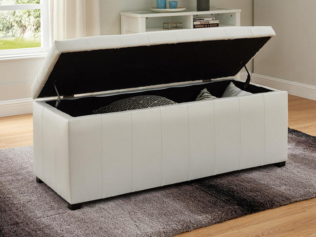 SITZBANK - 1 -Sitzer - Kunstleder - weiß - CONCIERTO - Weiß, Leder (130/49/49cm) - Vente-Unique