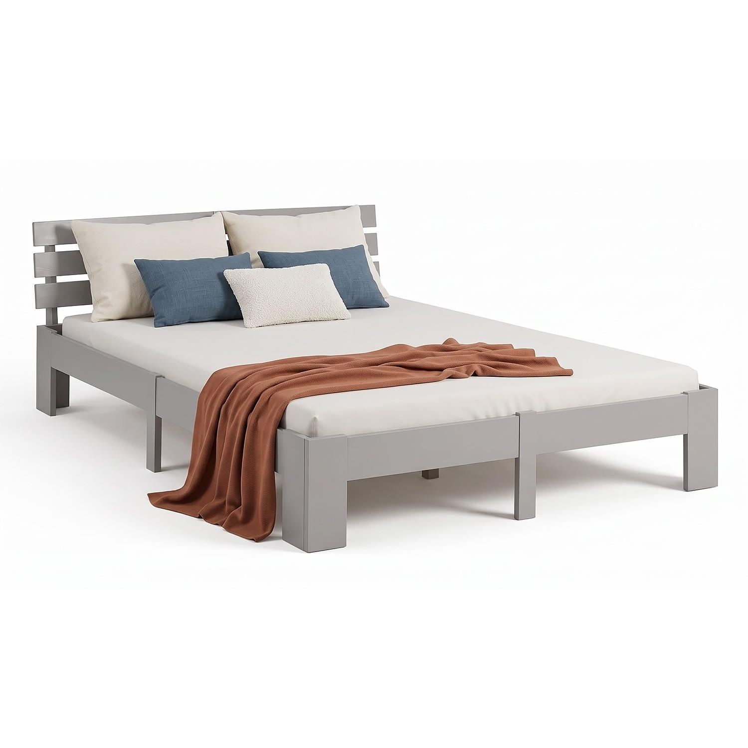 HOLZBETT 160/200 cm mit Lattenrost grau - Grau, Holz (160/200cm) - Homestyle4u