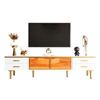 TV-LOWBOARD 170/37/47,5 cm mit LED und Glaselementen - Weiß, Holzwerkstoff (170/47.5/37cm) - BEAOK