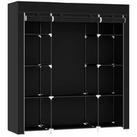 STOFFSCHRANK, Faltschrank mit Reißverschluss, Kleiderschrank, Tragbare Garderobe - Schwarz, Metall (43/162.5/150cm) - HOMCOM