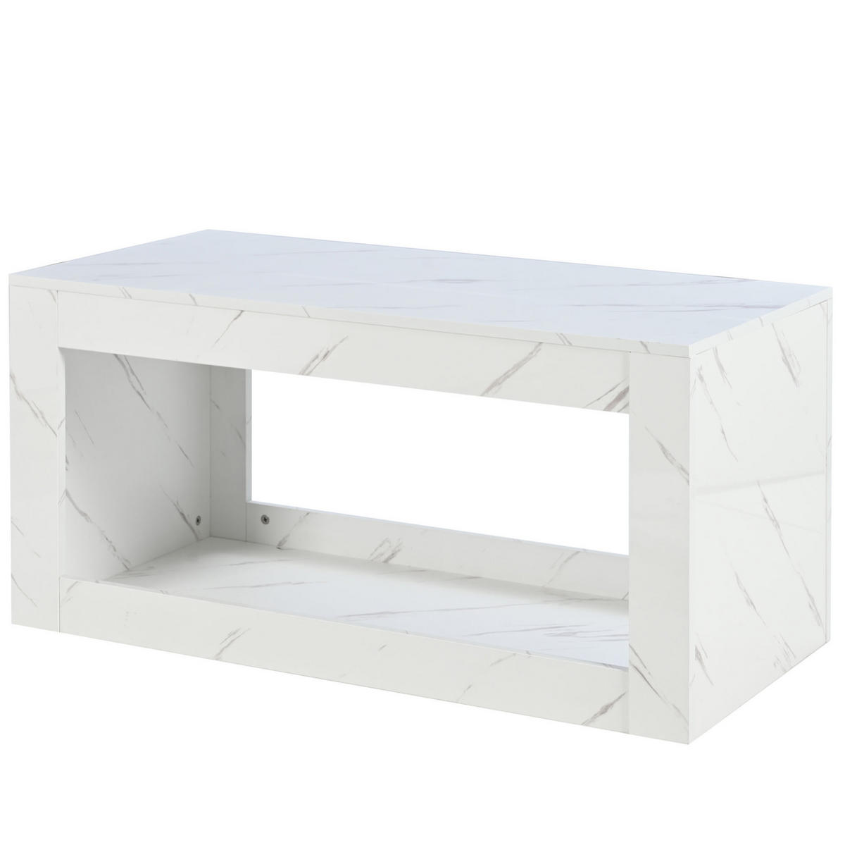 COUCHTISCH 100/50/50 cm Weiß aus Spanplatte mit LED-Beleuchtung - Weiß, Holzwerkstoff (100/50/50cm) - OKMYHOME