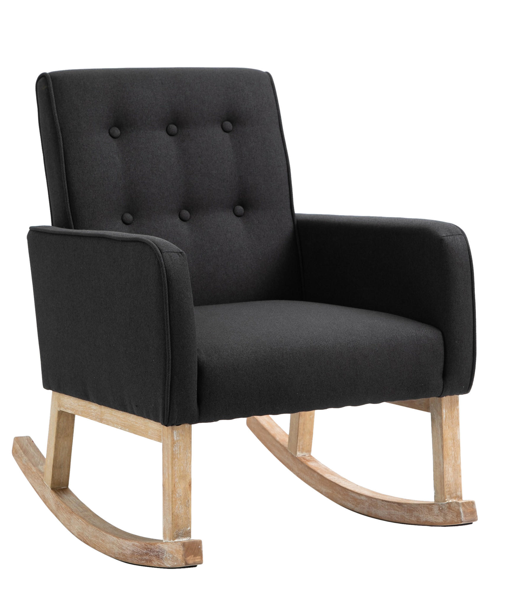 SCHAUKELSTUHL Stoff schwarz - Schwarz, Holz/Textil (63/90/77cm) - CLP