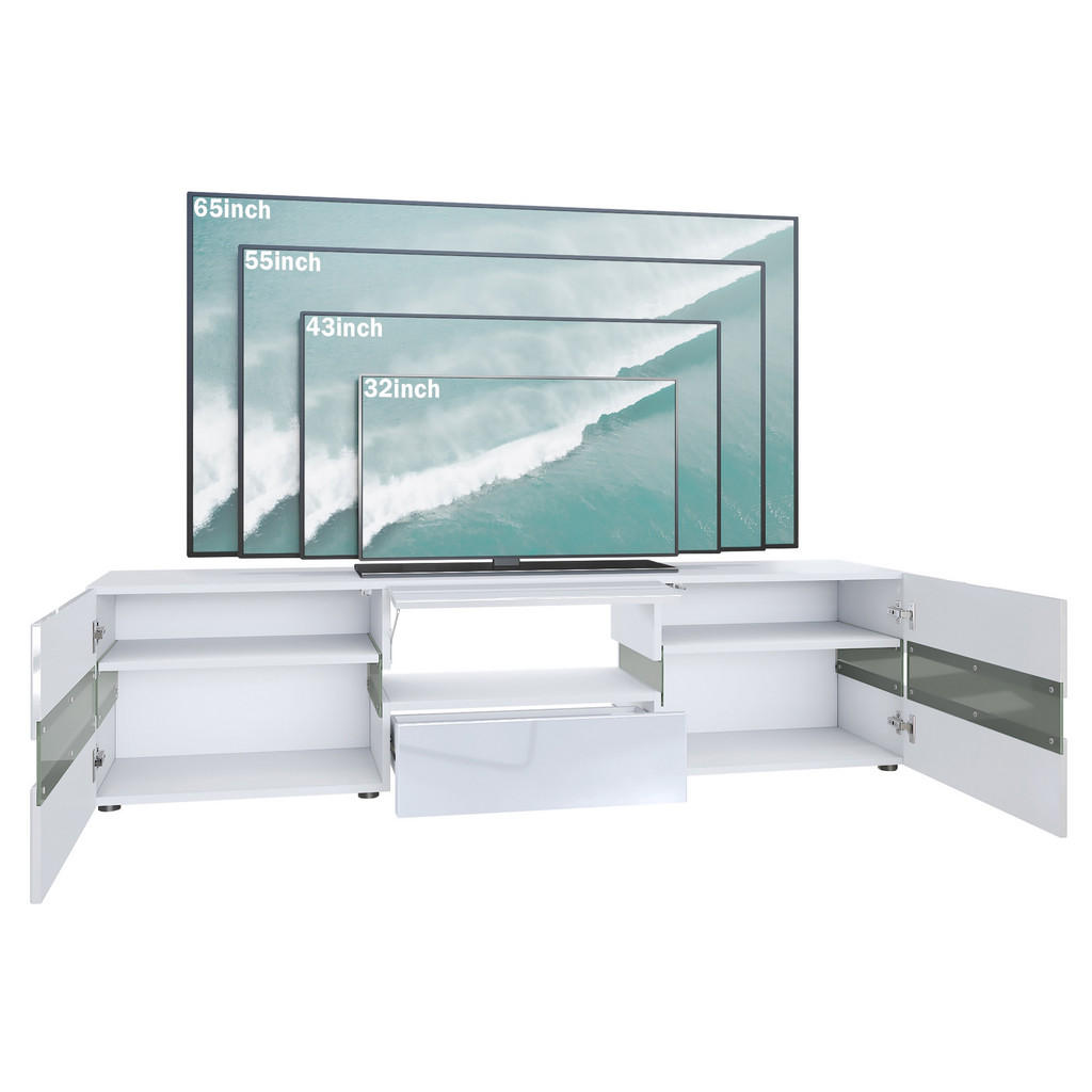 Thumbnail - Vladon Lowboard, Weiß Hochglanz, Holzwerkstoff, 177x45x39 cm, Wohnzimmer, Wohnwände, Lowboards, Lowboards stehend