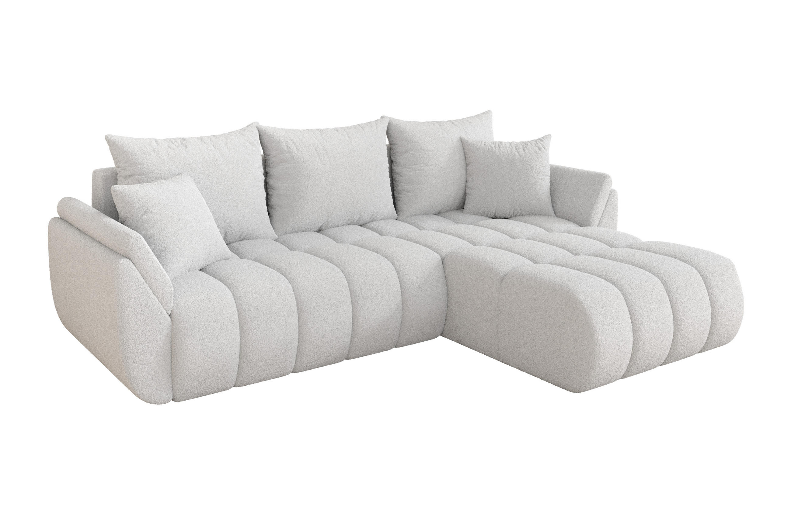 ECKSOFA mit Schlaffunktion Ottomane Rechts TOKO-L-v1 277x194x86 Weiß Bouclé - Schwarz/Weiß, Holzwerkstoff/Kunststoff (277/194cm) - ALTDECOR