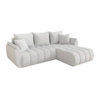 ROHOVÁ SEDAČKA s funkcí spaní, otoman vpravo TOKO-L-v1 277x194x86 bílá bouclé - bílá/černá, kompozitní dřevo/textil (277/194cm) - ALTDECOR
