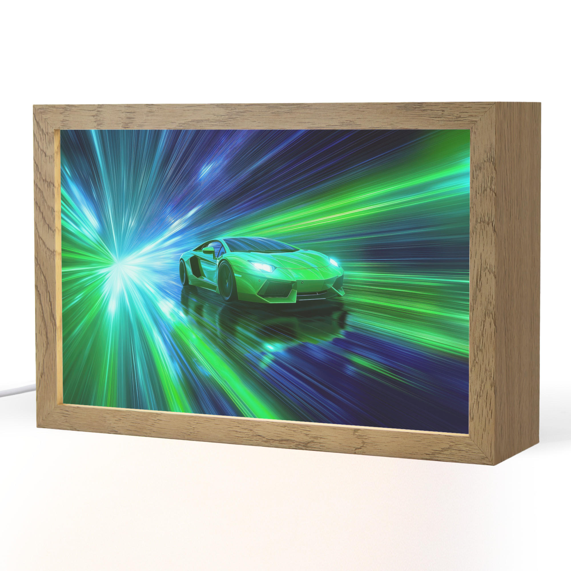OnlyWow NOČNÍ LAMPIČKA Rychlost - Lehké - Sportovní vůz - Zelená 30x20 cm