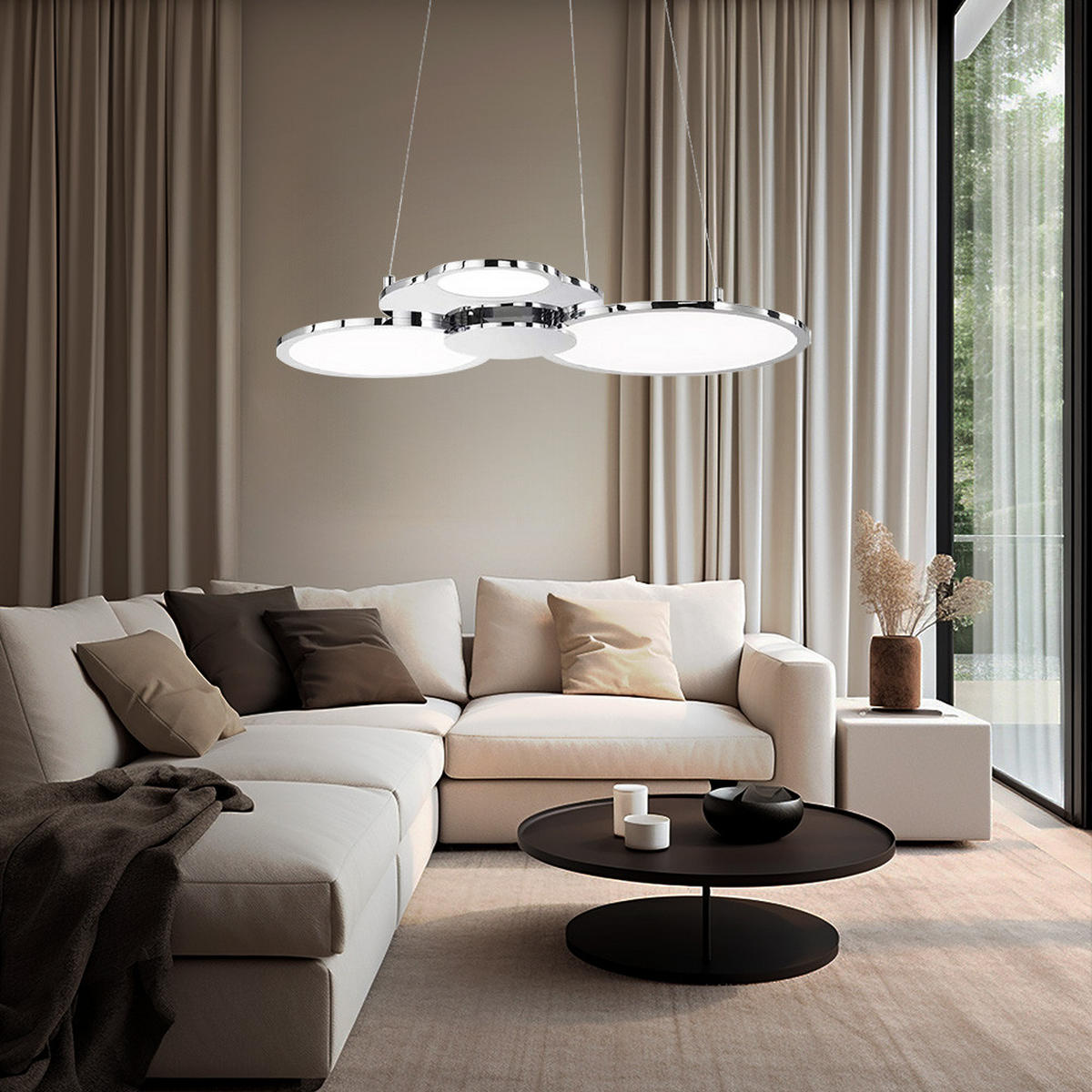 LED HÄNGELEUCHTE Aluminium Silber Ringe - Silberfarben, Metall (58/47.5/150cm) - Wofi