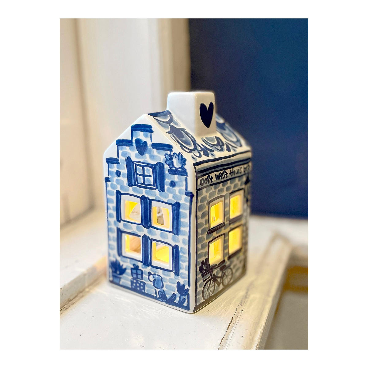 TEELICHTHALTER Häuschen in Blau - 14,5cm - Blau, Keramik (8.5/14.5/8.3cm) - Blond Amsterdam