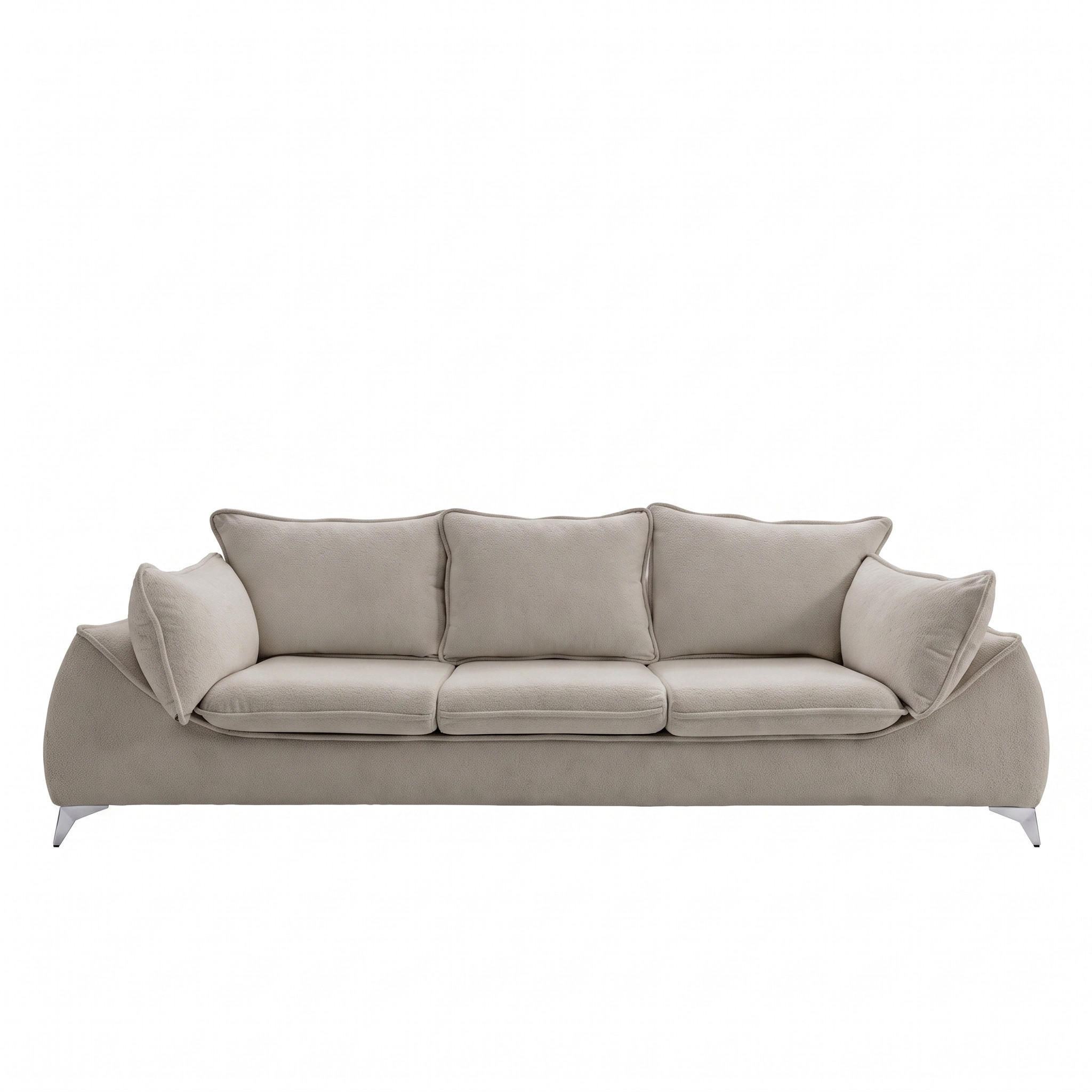 3-SITZER Sofa MELANI 252 cm Velours Beige - Chromfarben/Beige, Holz/Textil (252/90/88cm) - Muffo