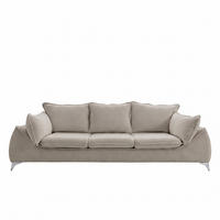 3-SITZER Sofa MELANI 252 cm Velours Beige - Chromfarben/Beige, Holz/Textil (252/90/88cm) - Muffo