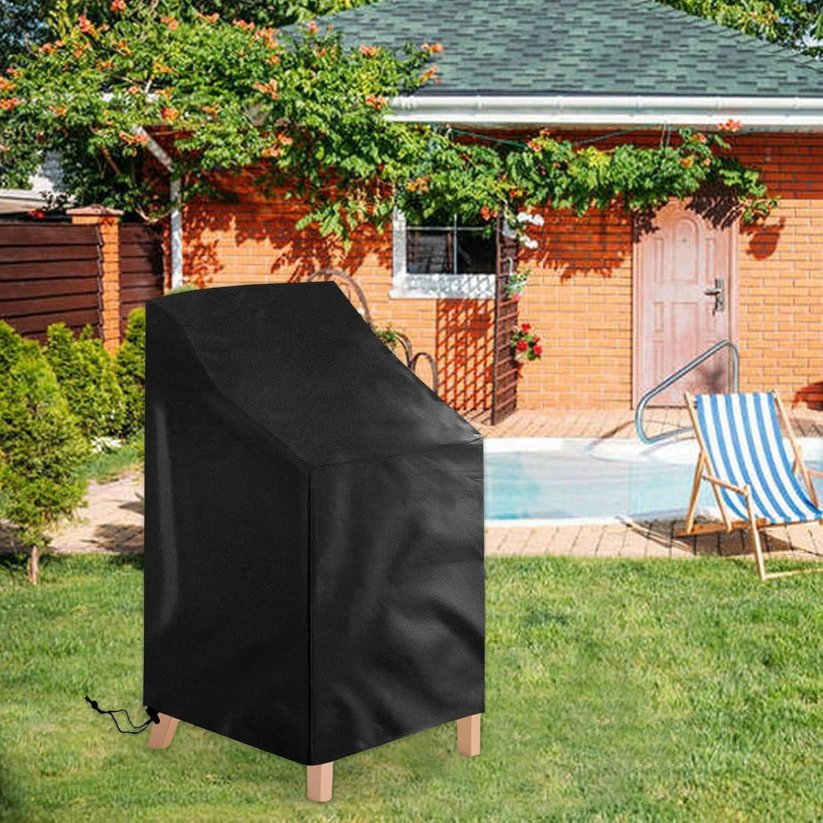 GARTENSTUHL Abdeckung 2-teiliges Set 64 x 64 x 70/120 cm Schwarz - Schwarz, Textil (64/120/64cm)