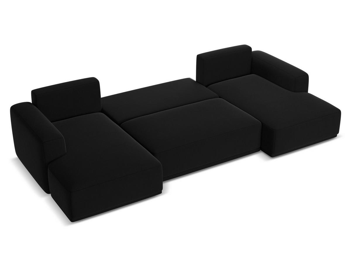 WOHNLANDSCHAFT Samt Stoff Schwarz - Schwarz, Kunststoff/Textil (333/91/160cm) - Makamii