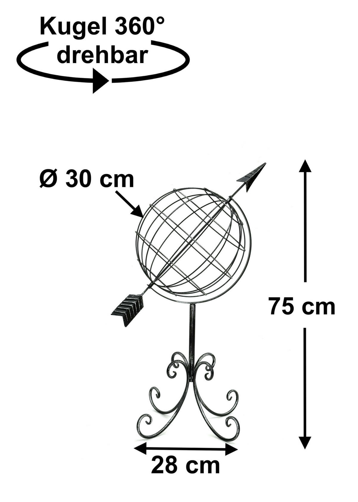 SONNENUHR Garten Metall Globus Modern - Braun, Metall (30/72/30cm) - DanDiBo