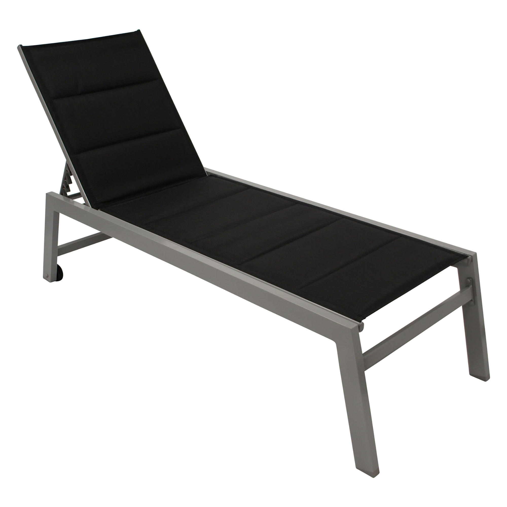 SONNENLIEGE Leeds Pro mit hohem Einstieg - mit Rollen - Alu silber + Textilgewebe schwarz - Grau, Metall (65/42/199cm) - TPFGarden