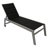 SONNENLIEGE Leeds Pro mit hohem Einstieg - mit Rollen - Alu silber + Textilgewebe schwarz - Grau, Metall (65/42/199cm) - TPFGarden