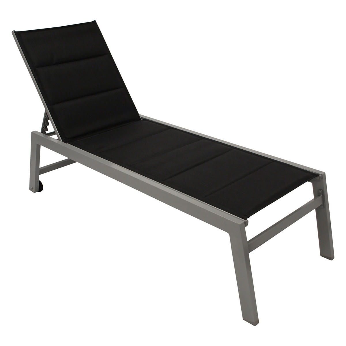 SONNENLIEGE Leeds Pro mit hohem Einstieg - mit Rollen - Alu silber + Textilgewebe schwarz - Grau, Metall (65/42/199cm) - TPFGarden