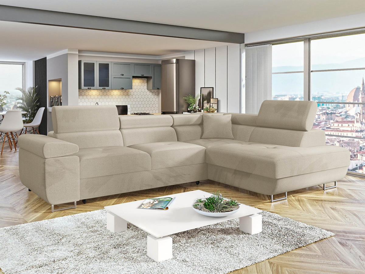ECKSOFA Torezio, Seite: Rechts - Beige, Holz/Textil (274/203cm) - MIRJAN24