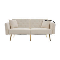 2-SITZER-SOFA mit zwei USB-Anschlüssen, Handyhalterung, verstellbarer Rückenlehne und Metallfüßen – Beige - Beige, Textil (78/78/173cm) - KOMHTOM