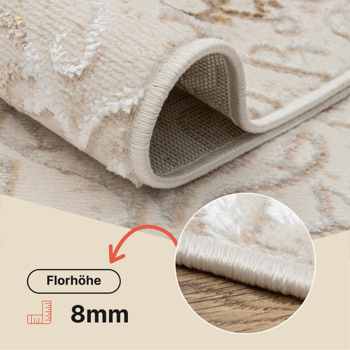 TEPPICH ARES Creme 180/250 cm - Creme, Textil (180/250cm) - Tapiso
