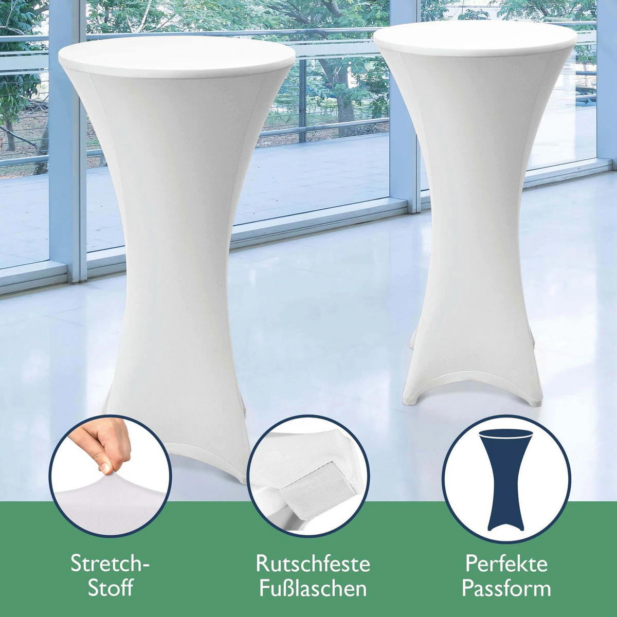 STEHTISCH Sylt Ø 70cm Grau mit Stella Stehtischhusse Ø 70cm Weiß - Weiß, Textil (70/70/110cm) - Beautissu 