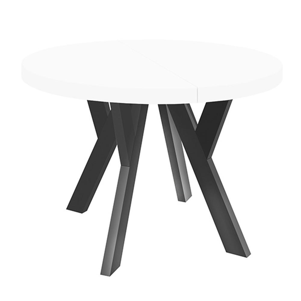 ESSTISCH Runder Ausziehbarer PERO 100/200, Weiß/Schwarz - Schwarz/Weiß, Holz (200/100/77cm) - Dekori_Interiors