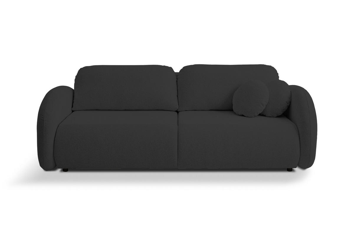 SOFA LOOP Schlaffunktion & Bettkasten PUR-Schaum Schwarze Kunststofffüße skandinavischer Stil lose Rückenkissen freistehend 234x112x86 cm Black - Schwarz, Holz/Textil (234/86/112cm) - DomoHome