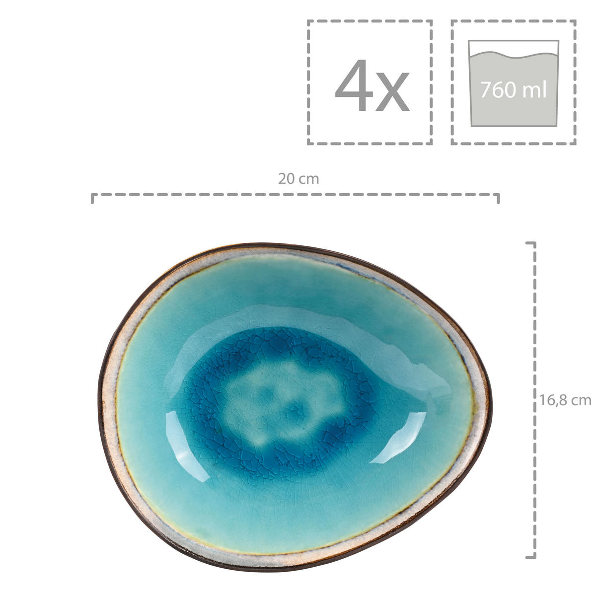SALATSCHALEN SET CAPRI - 4 teilig aus Steingut - Pastellblau, Keramik (20cm) - Sänger