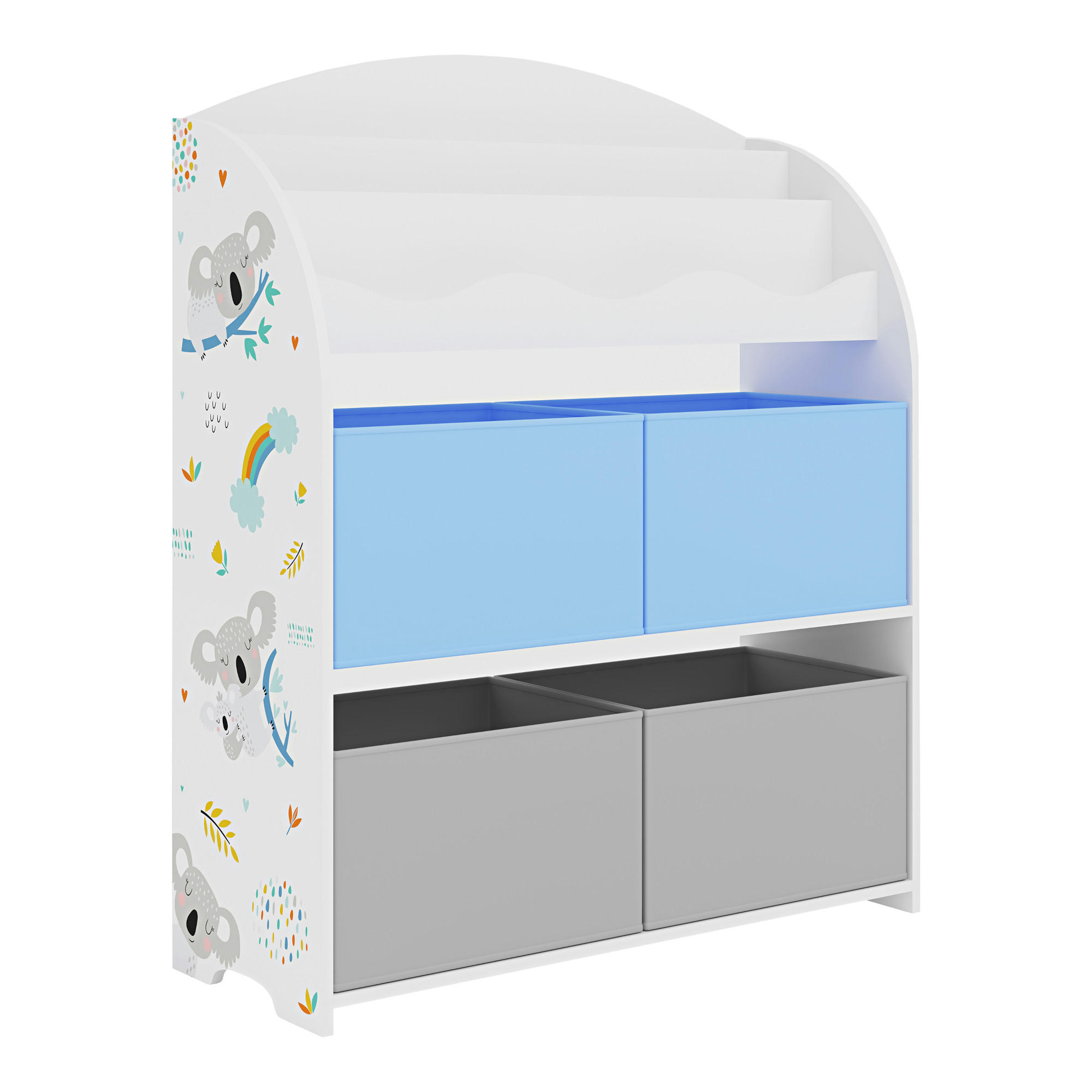 Thumbnail - [en.casa] Kinderregal, Weiß, Grau, Blau, Holzwerkstoff, Tiere, 82.5x97.5x29.5 cm, Kinder- & Jugendzimmer, Kindermöbel, K...