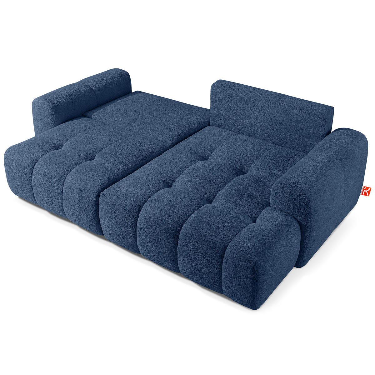 ECKSOFA RECHTS RAVIA, Bouclé, Marineblau - Dunkelblau, Holz/Textil (256/104cm) - KONSIMO®