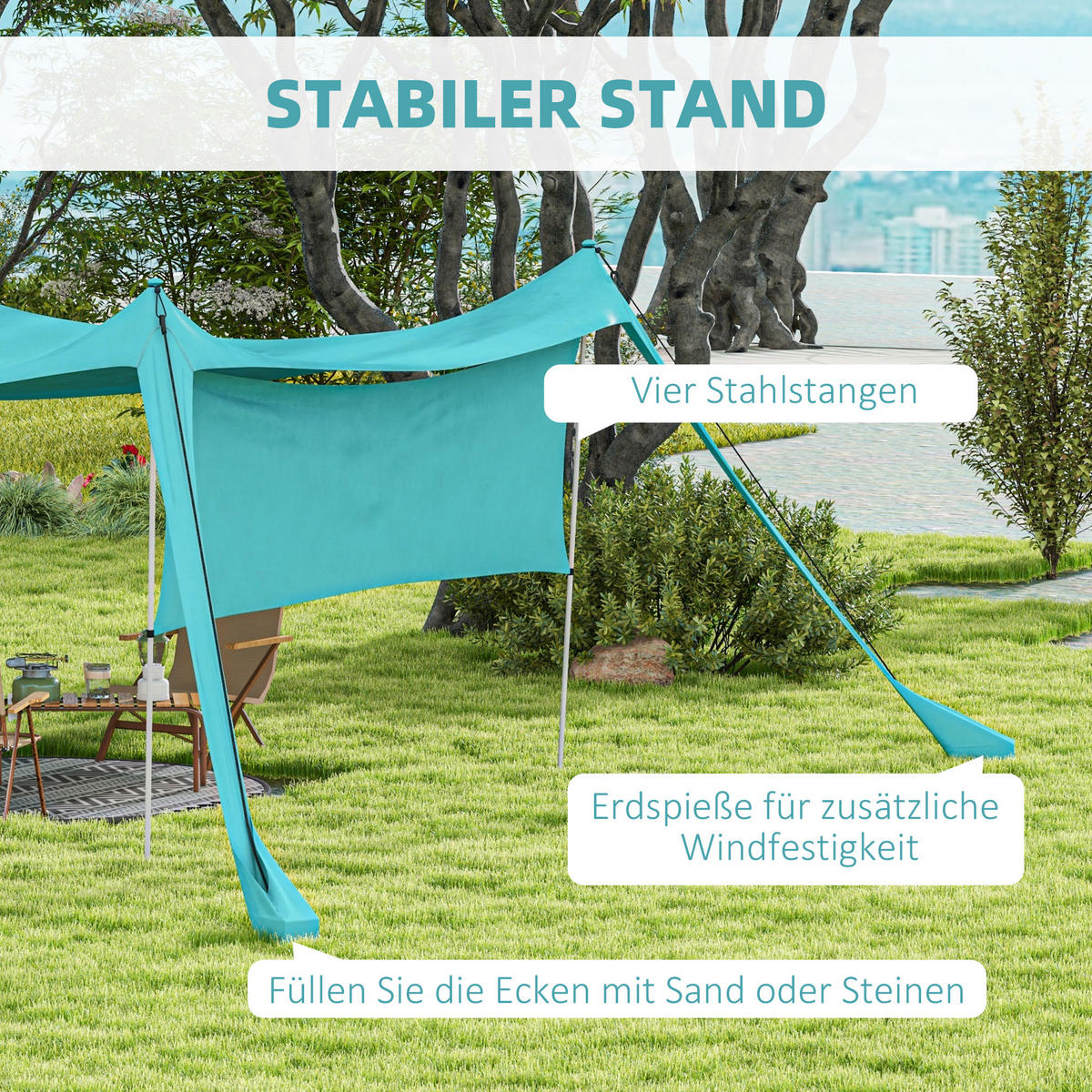 GARTENZELT Himmelblau, Polyammoniak, Stahl - Hellblau, Metall (300/300cm) - Outsunny