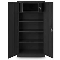 METALLSCHRANK abschließbar KODLI mit Geheimfach 185x90x45cm Schwarz - Schwarz, Metall (90/185/45cm) - DELUKE