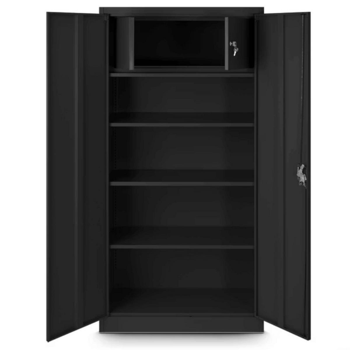 METALLSCHRANK abschließbar KODLI mit Geheimfach 185x90x45cm Schwarz - Schwarz, Metall (90/185/45cm) - DELUKE