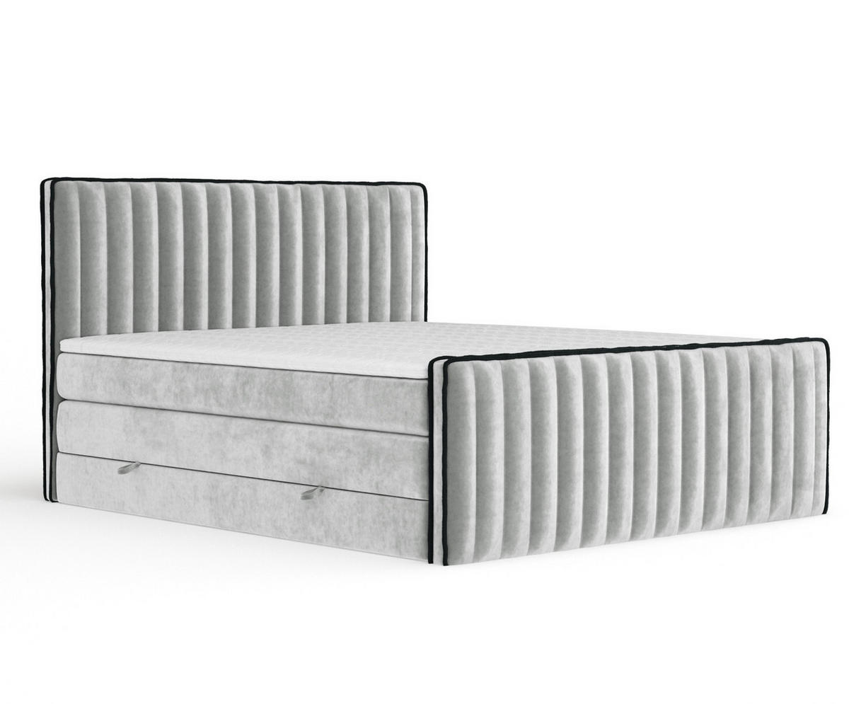 BOXSPRINGBETT Nocturne Hellgrau 180/200 cm - Hellgrau/Schwarz, Holz/Holzwerkstoff (180/200cm) - Maison de Reve