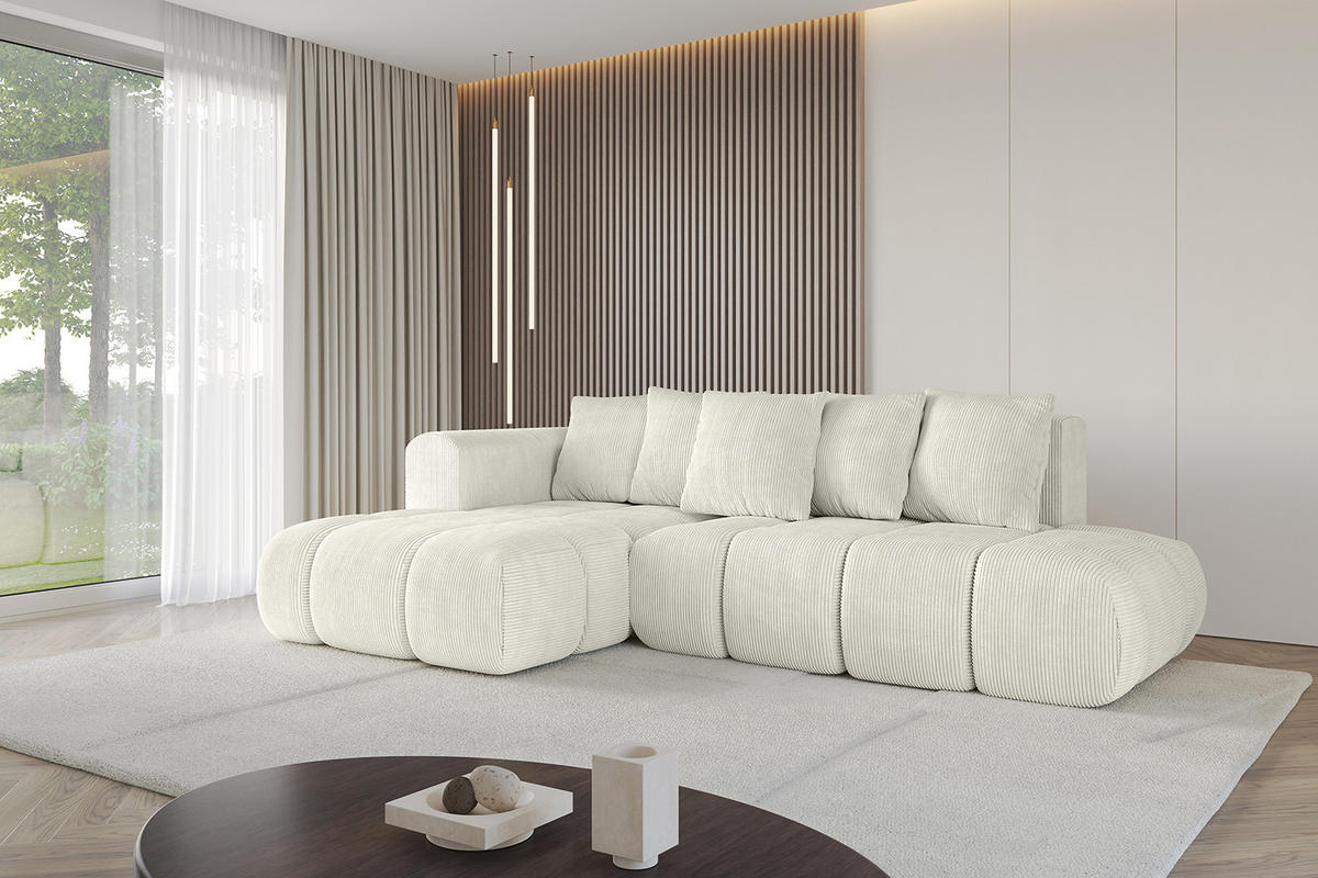 ECKSOFA Ottomane Links CLOUD-L-v1 289x180x40 Hellgrau Cord - Hellgrau, Holzwerkstoff/Kunststoff (180/289cm) - ALTDECOR