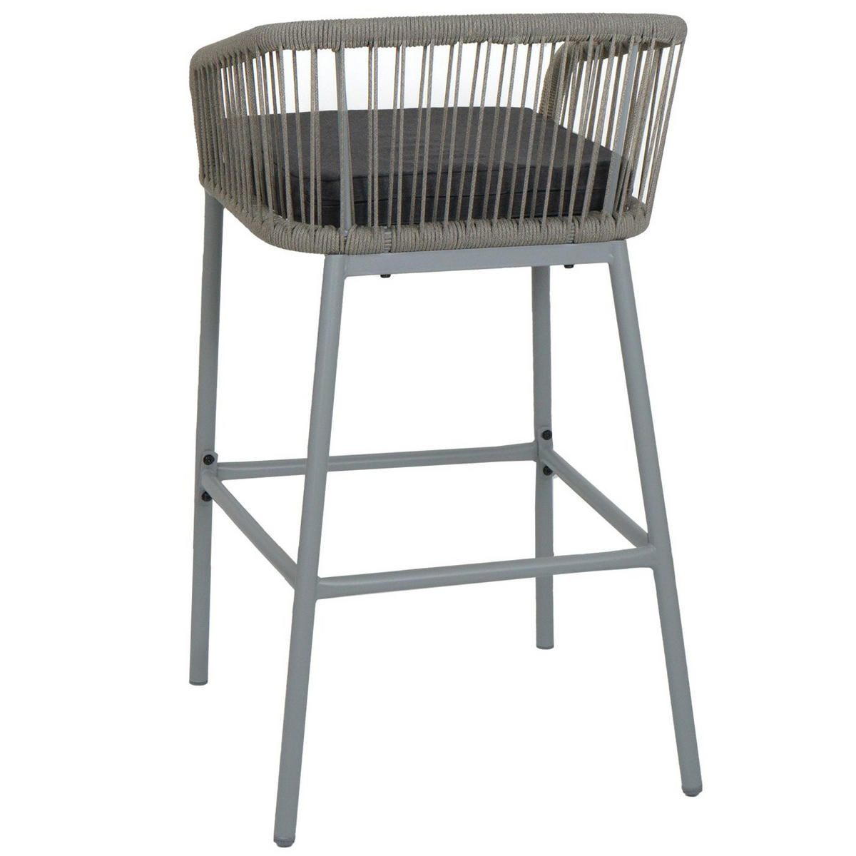 GARTENSTUHL 2er-Set HxBxT 92x51x53cm Sitzhöhe 76cm Seilgeflecht Metall Hellgrau Kissen Dunkelgrau - Hellgrau, Metall (51/92/53cm) - PROREGAL
