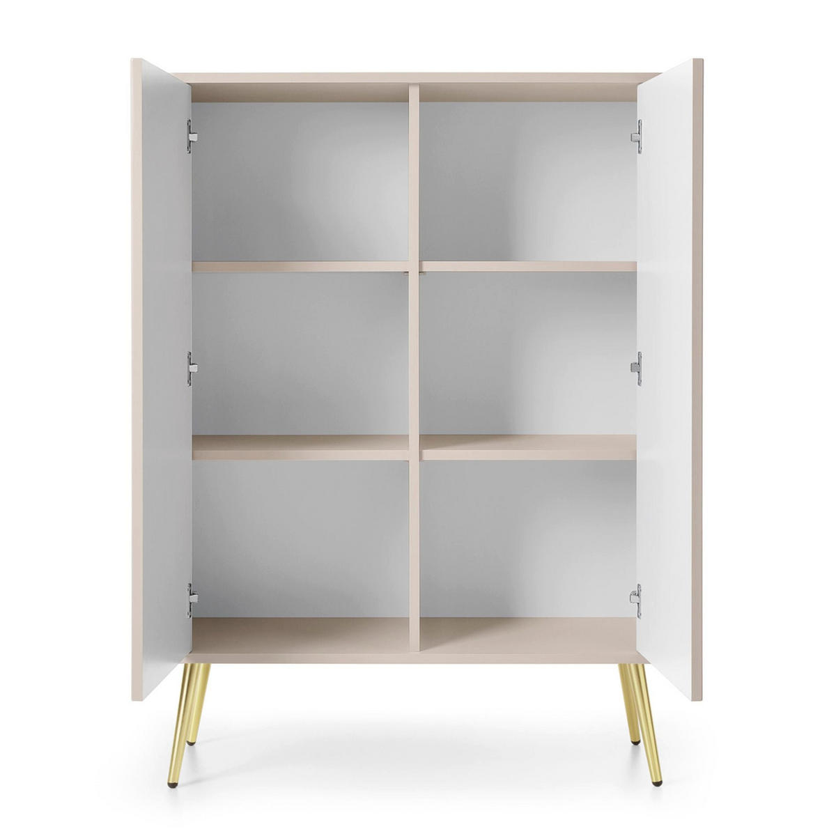 HIGHBOARD Zova Greige 103 cm - Taupe/Goldfarben, Holzwerkstoff/Metall (103/129/39cm) - Selsey
