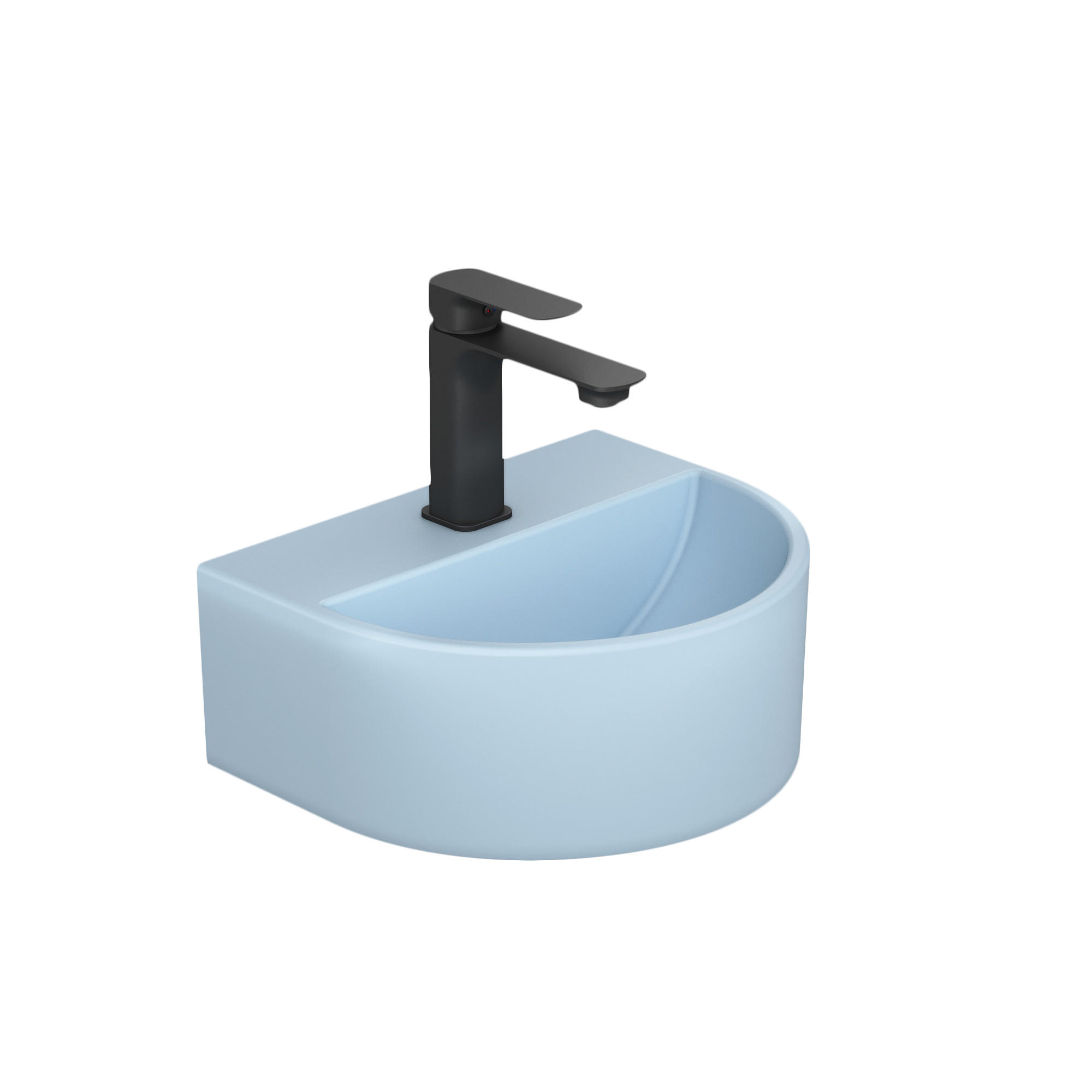 WASCHBECKEN U-förmig Wandmontage Matt Hellgrau-Blau 30,3 / 25,5 / 12 cm - Blau, Keramik (25.5/12/30.3cm) - EMKE