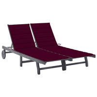 2-PERSONEN-SONNENLIEGE mit Auflage Grau Akazie Massivholz - Grau, Holz (200/76/200cm) - furnicato