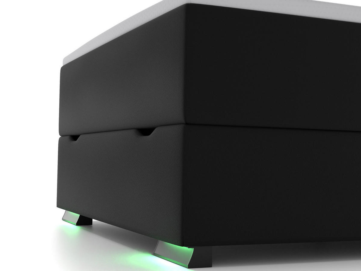 BOXBETT Ontario schwarz 90/200cm LED Kunstleder - Schwarz, Textil (90/200cm) - wonello