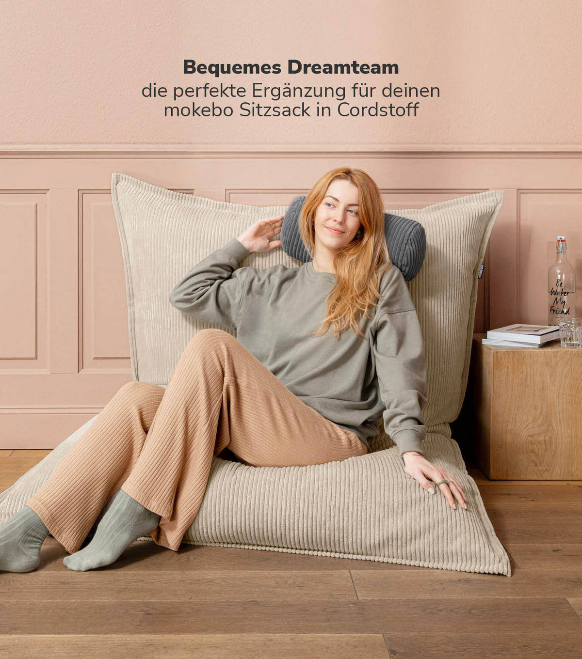 NACKENKISSEN Das Nickerchen - Anthrazit, Textil (17.5/37cm) - Mokebo