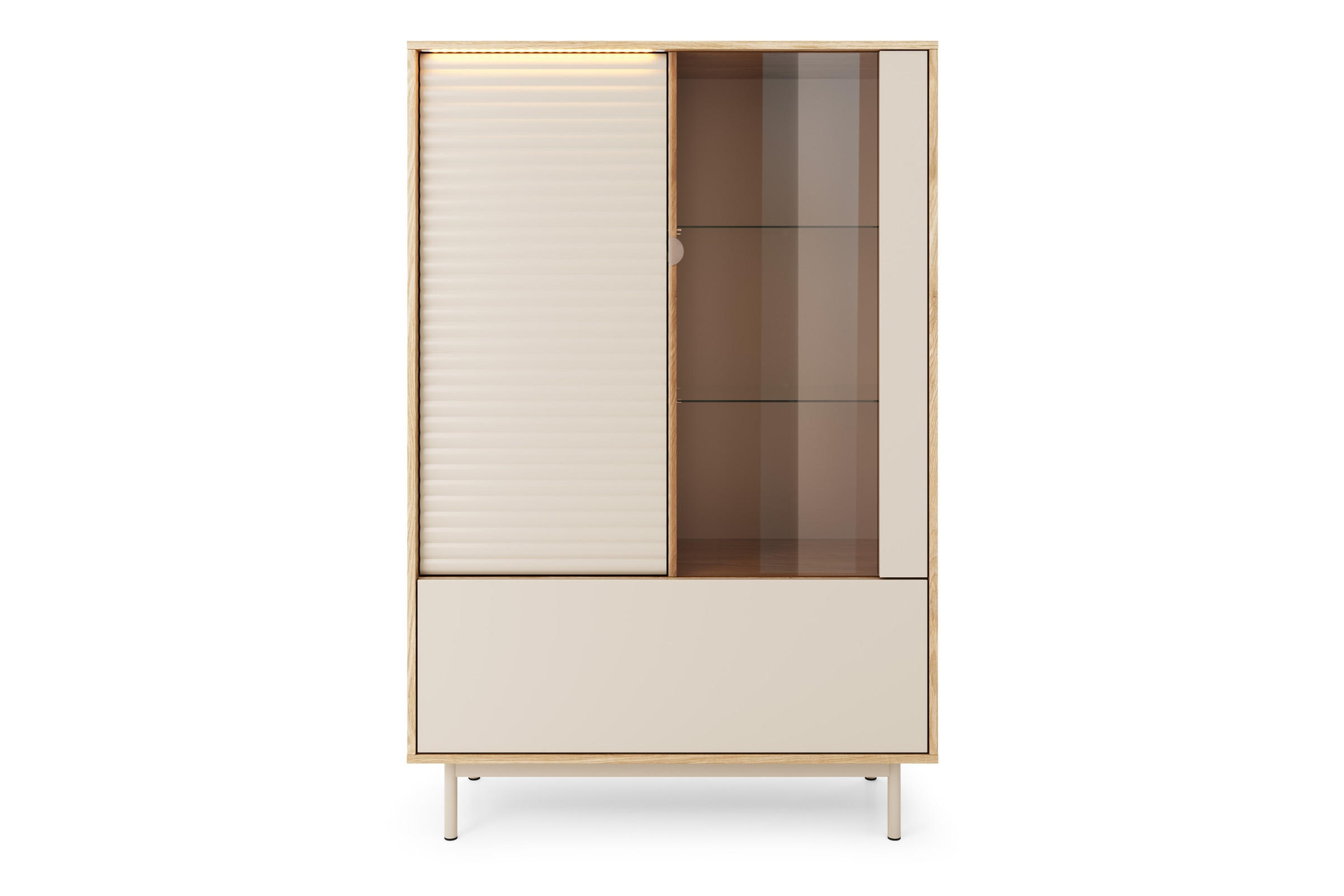 Deine Möbel 24 Vitrine Kaschmir, Eiche 101x152x40 cm