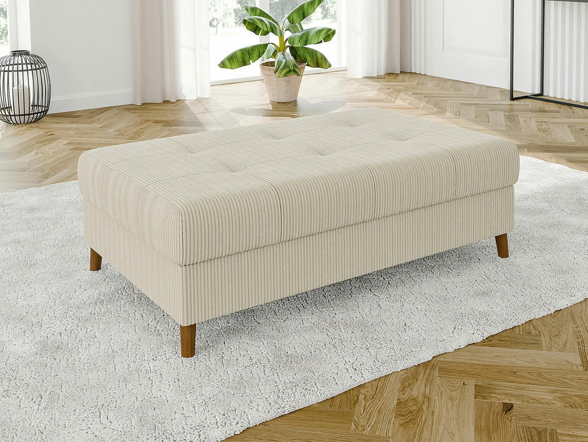 WOHNLANDSCHAFT inkl. Hocker Alma Beige Cord - Beige/Braun, Holz/Textil (310/81/161cm) - S-Style Möbel