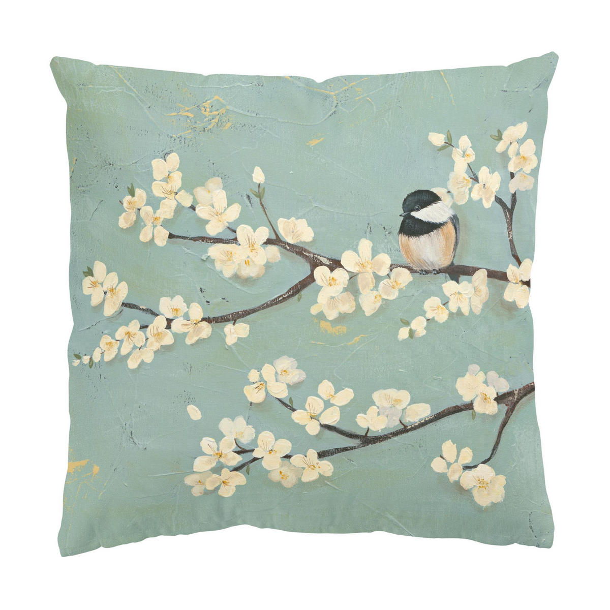 DEKOKISSEN 2er-Set Meise auf Kirschbaum Set I 50/50 cm - Grün, Textil (50/50cm) - Bilderwelten