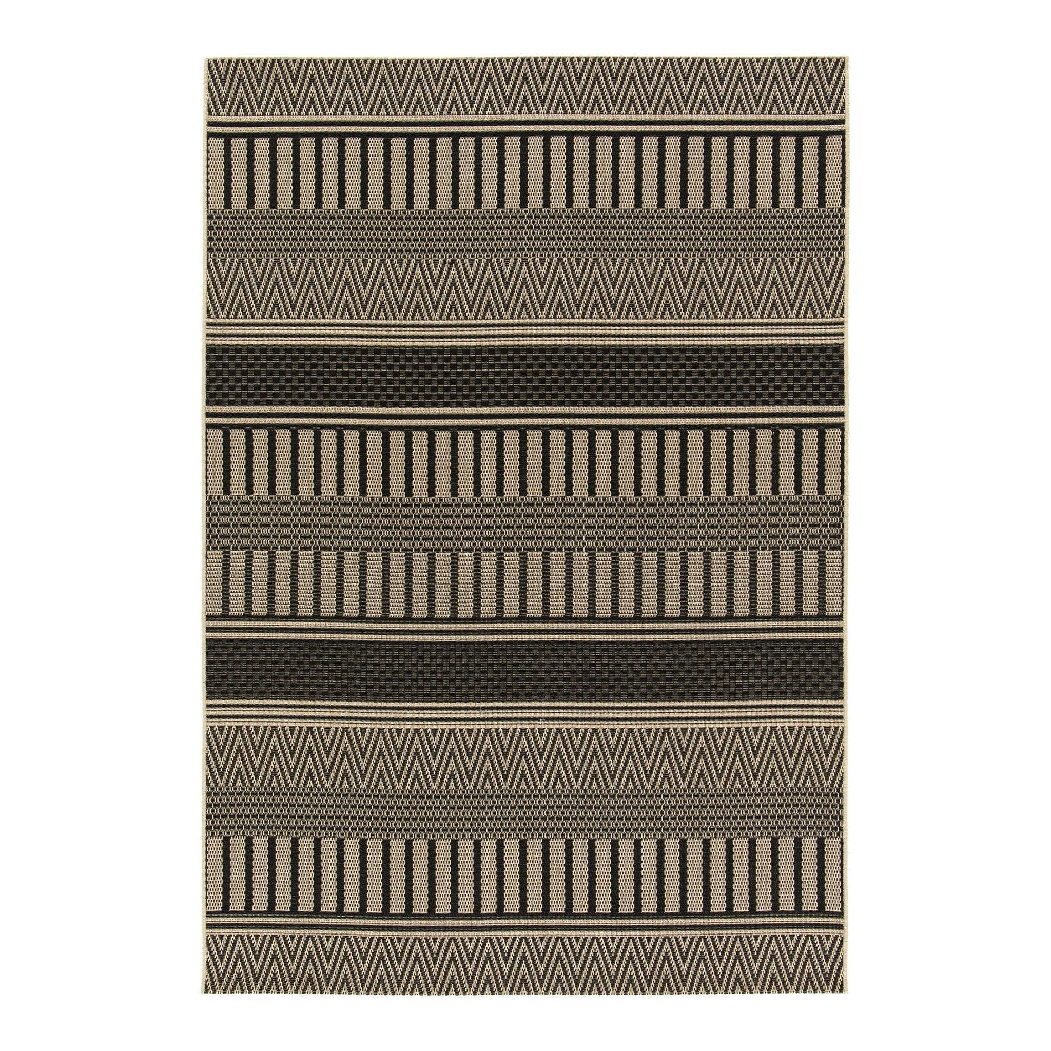 TEPPICH Indoor Outdoor Ethno-Stil schwarz - Schwarz, Textil (120/170cm) - AFK Living