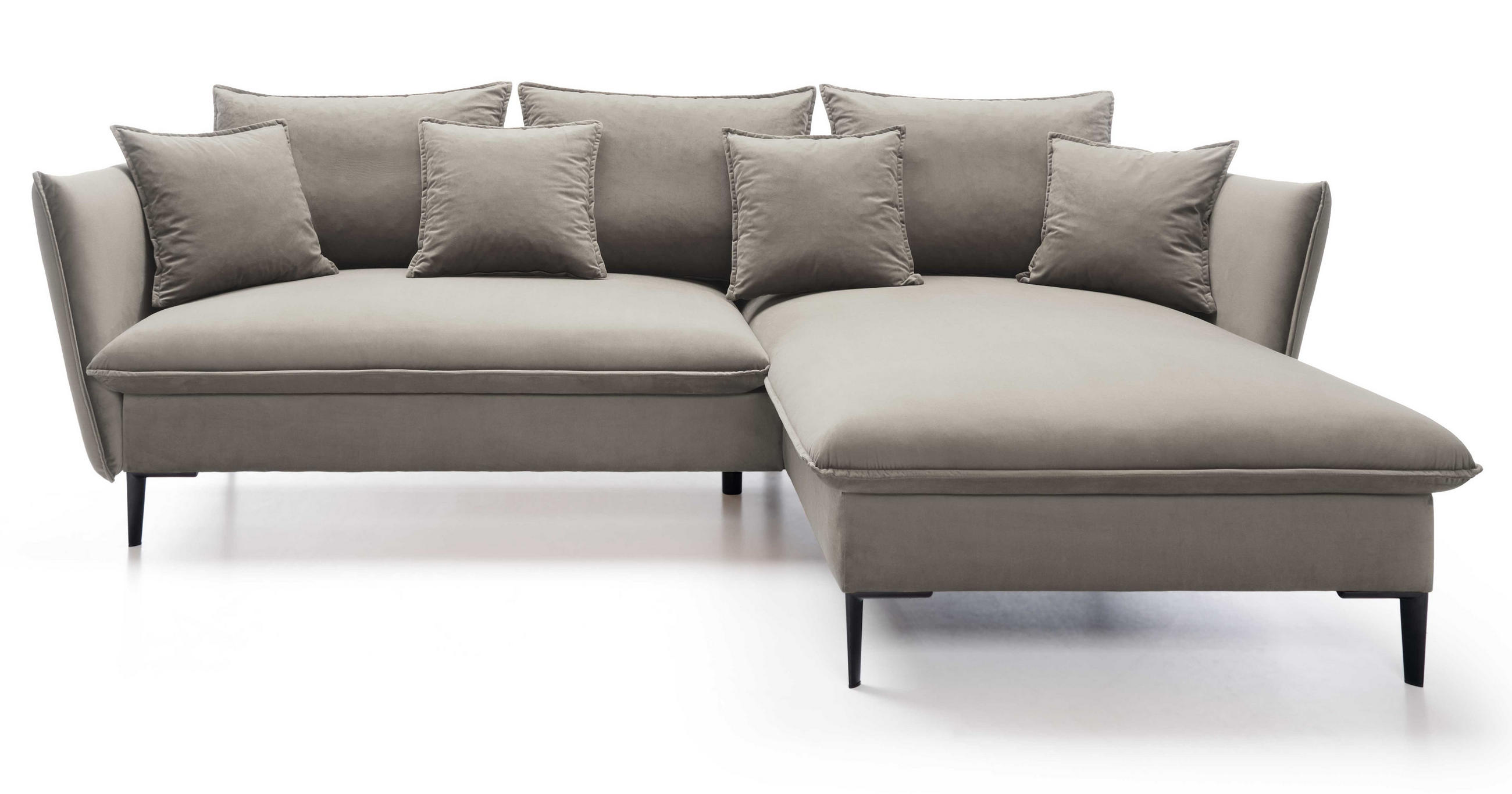 ECKSOFA Flavio mit Schlaffunktion, Bettkasten 260 cm, Rechts, Grau - Grau, Holz (167/258cm) - Emporius